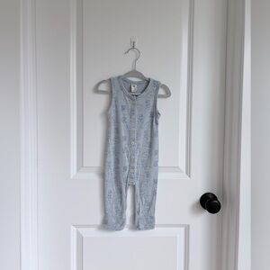 🐭Kate Quinn Blue Modal Mouse and Cheese Sleeveless Button Romper